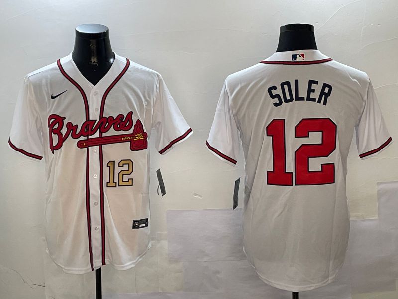 Men Atlanta Braves 12 Soler White Game 2024 Nike MLB Jersey style 2